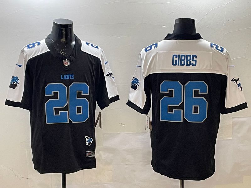Men Detroit Lions #26 Gibbs Black Thanksgiving three generations 2025 Nike Limited NFL Jersey style 4->detroit lions->NFL Jersey